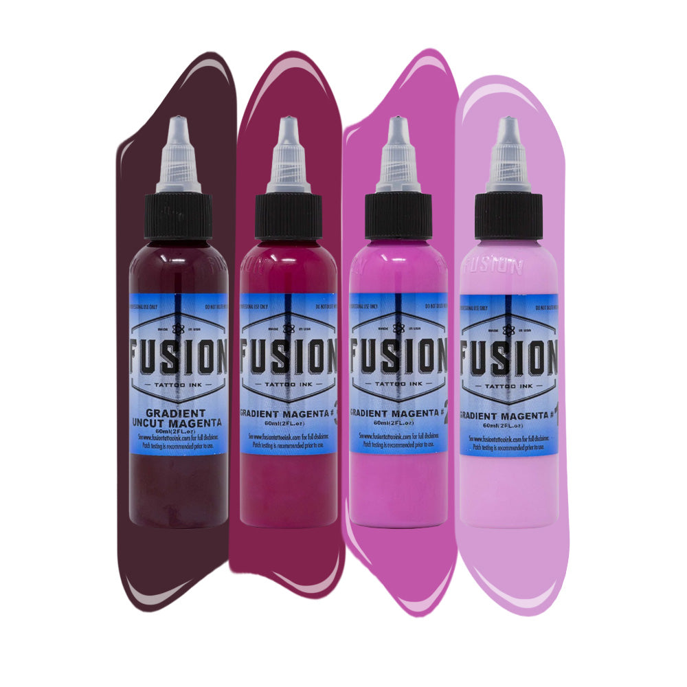 Premium Gradient Magenta Tattoo Ink Set - 4 Pack (1oz Each) - Professional Fusion Ink for Vibrant Tattoos - Perfect for Tattoo Artists & Body Art Enthusiasts