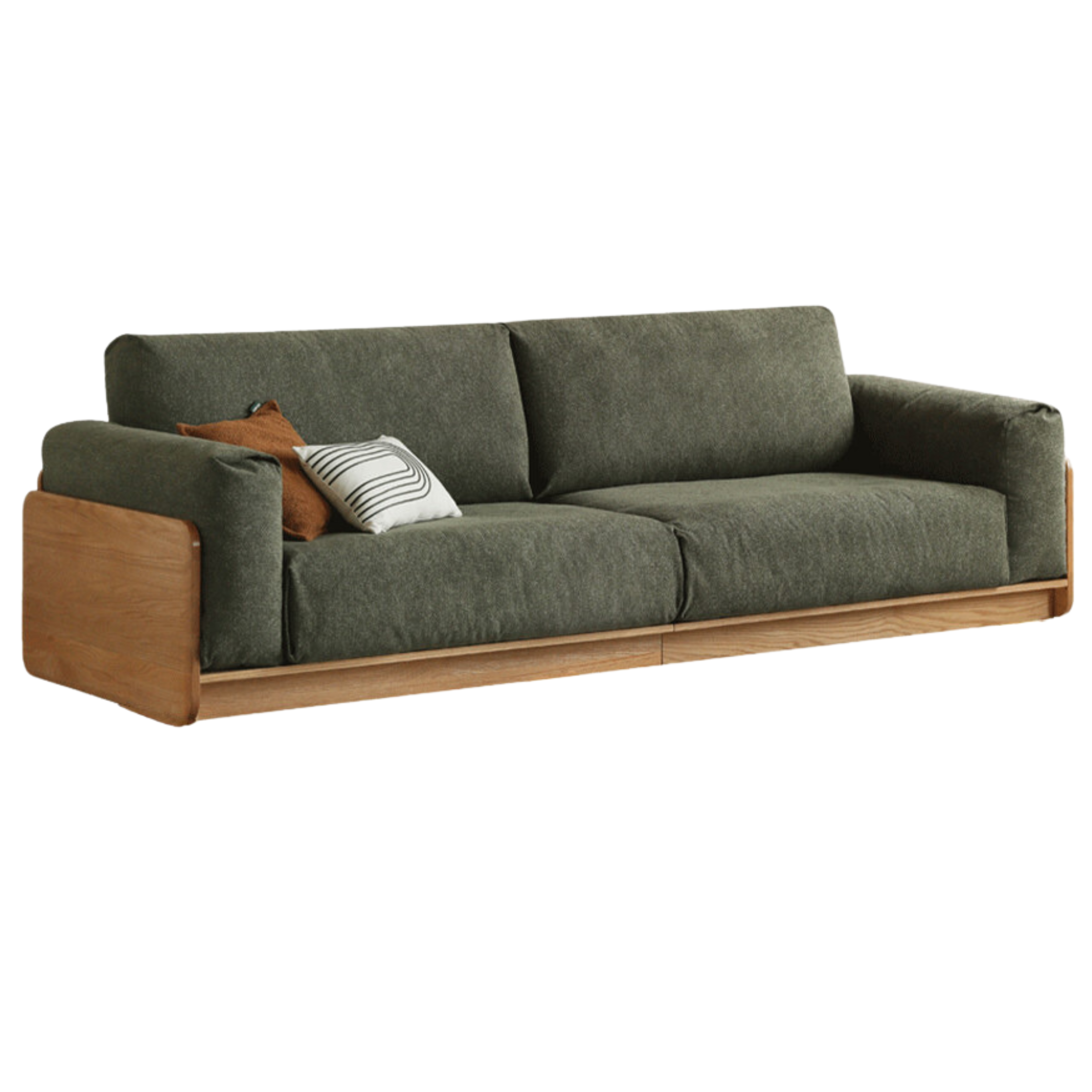 Modern Oak Solid Wood Straight Floor Sofa - Elegant & Durable Living Room Seating for Home, Office, or Lounge Areas
