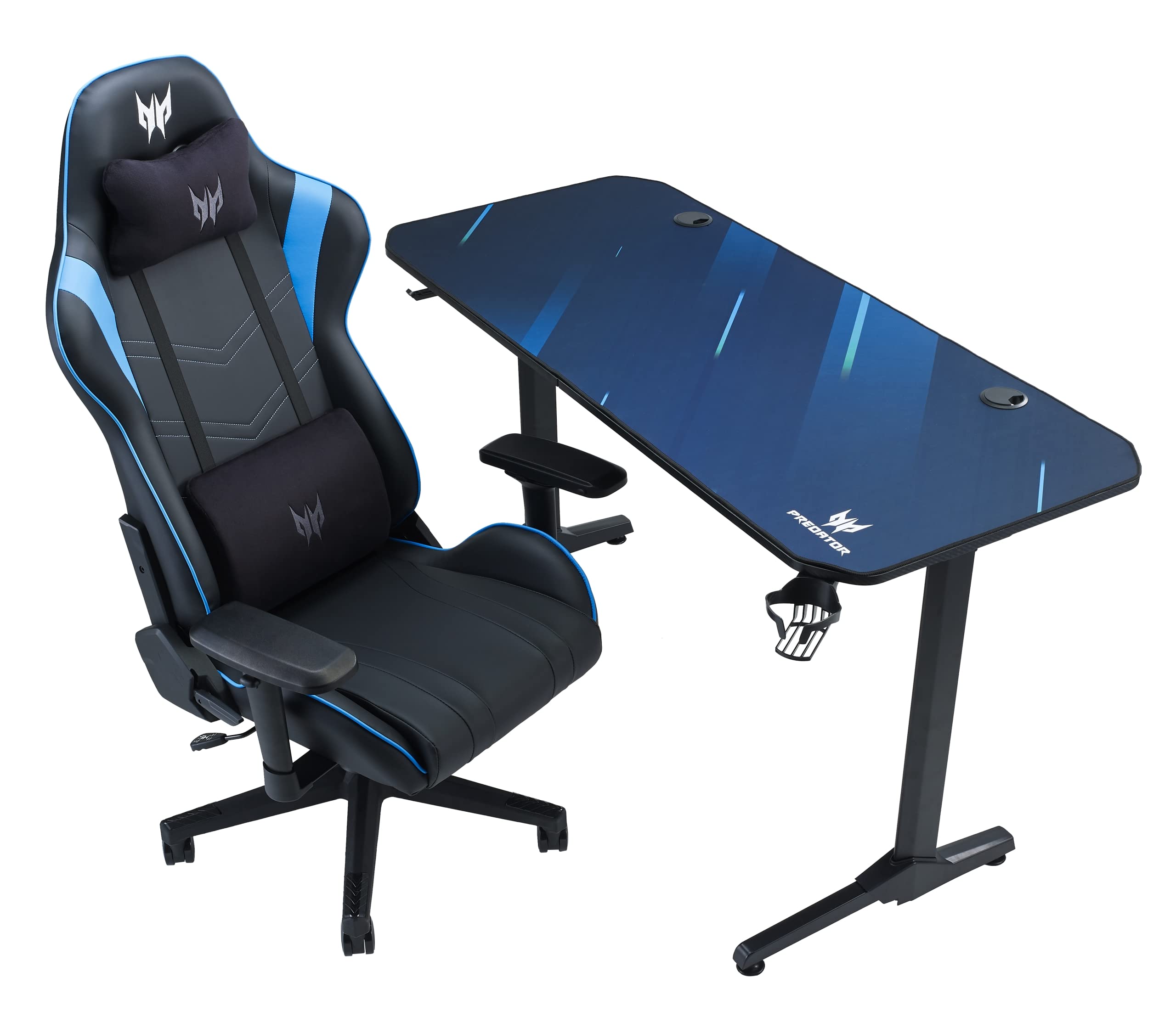 Acer Predator 55-Inch Gaming Desk with Carbon Fiber Top, Full-Surface Mouse Pad, Headphone Stand & Cup Holder | Ergonomic Computer Desk with Cable Management for PC & Console Gamers | Perfect for Streaming, Esports & Home Office Setup