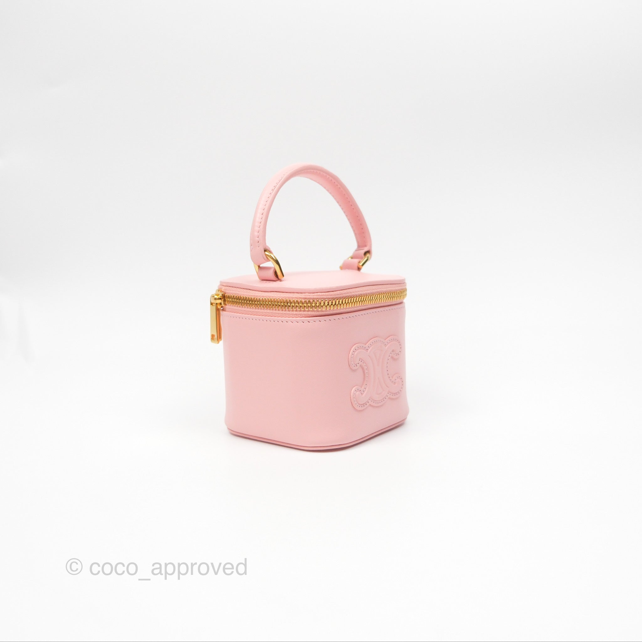 Celine Mini Vanity Case in Triomphe Smooth Calfskin Leather - Light Pink Crossbody Bag for Women | Perfect for Date Night, Travel & Everyday Use