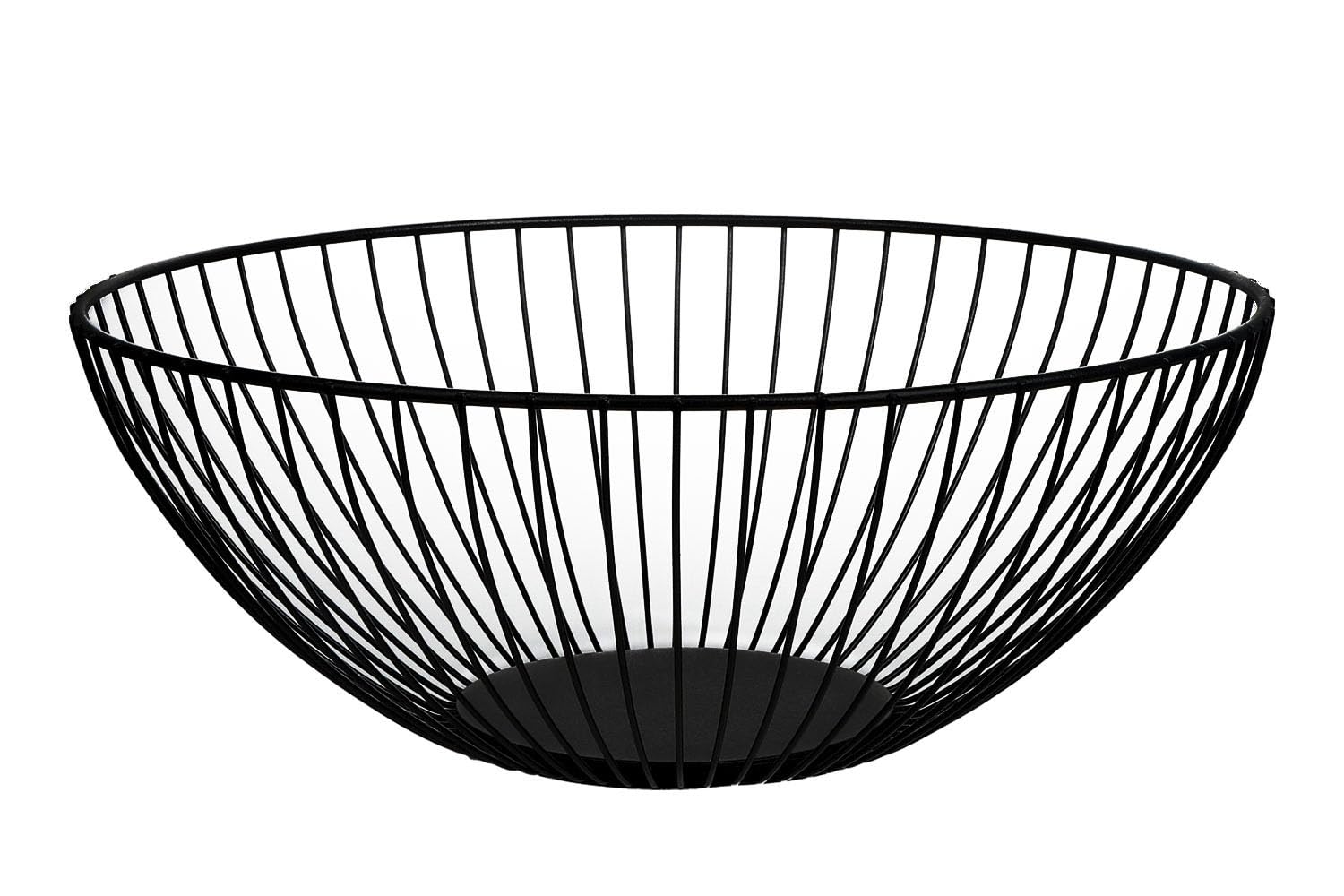 Stainless Steel Wire Fruit Basket - Modern Kitchen Countertop Fruit Bowl with Stand for Apples, Bananas & Produce | Perfect for Dining Table, Pantry & Farmhouse Decor (Low Black)
