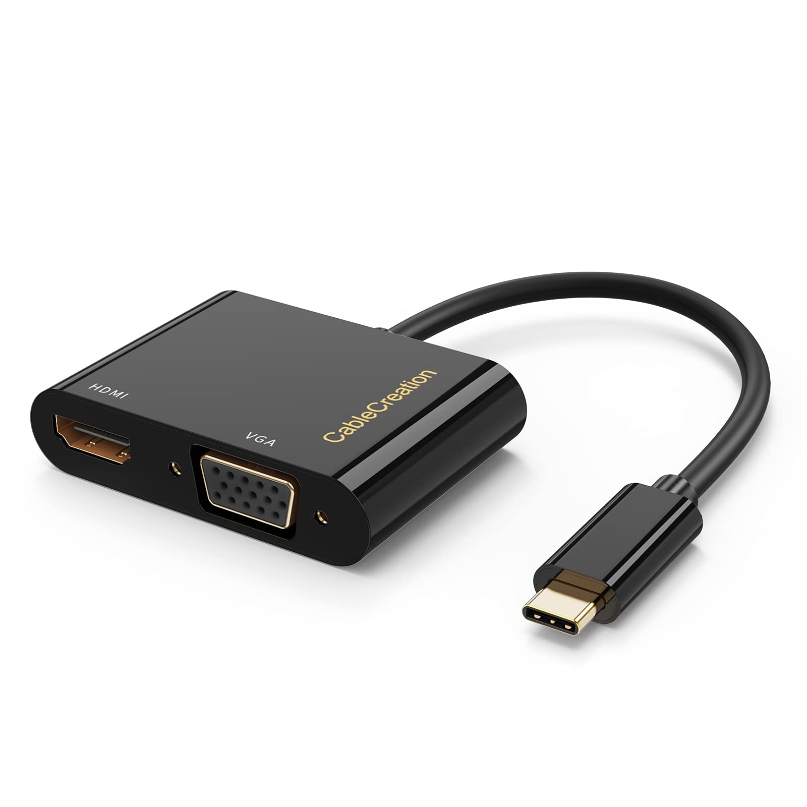CableCreation USB C to HDMI VGA Adapter with Thunderbolt 3 Support - Dual Monitor Converter for MacBook Pro 2020, iPad Pro 2020, iPhone 15 Plus/15 Pro Max & Galaxy S22 Ultra - Perfect for Home Office, Gaming & Multi-Tasking