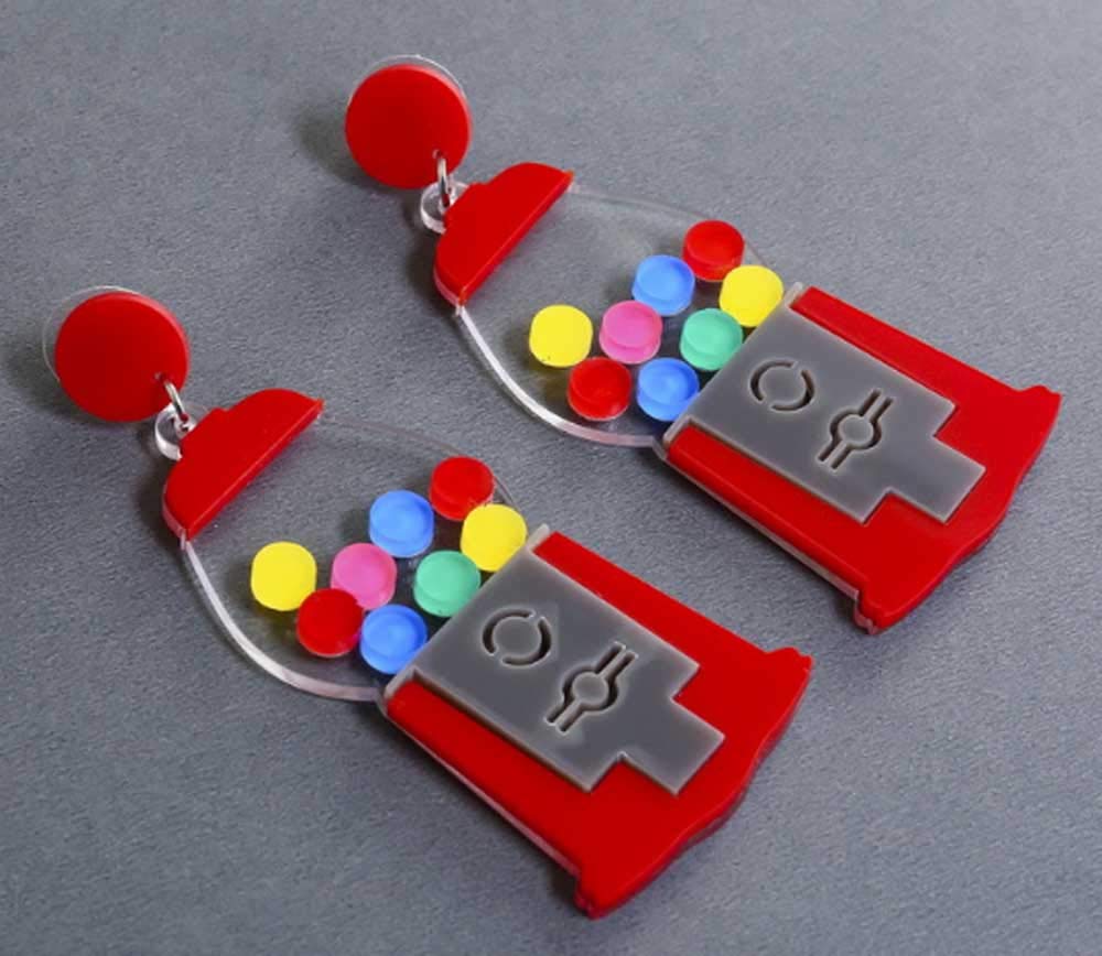 Cute Candy Gumball & Gummy Bear Lollipop Earrings for Women - Sweet & Playful Dangle Earrings - Perfect for Parties, Gifts & Everyday Fun Accessories