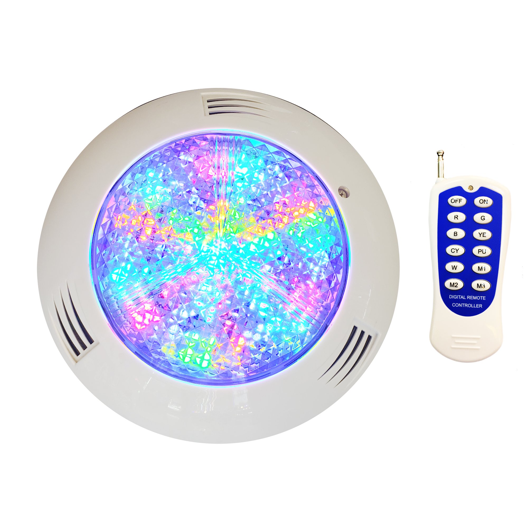 18W RGB Color Changing LED Underwater Pool Lights - Windmill Design, 12V AC, Wall Mounted, IP68 Waterproof with 20ft Remote Control - Perfect for Swimming Pools, Spas, Fountains & Backyard Water Features