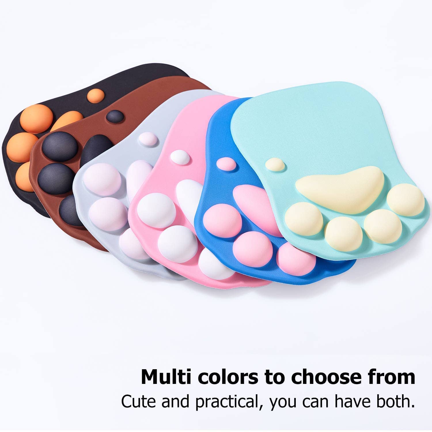 Ergonomic Cat Paw Mouse Pad with Wrist Support - Cute Kawaii Silicone Gel Mouse Mat for Home Office & Gaming (Black & Orange) - Perfect for Long Computer Work, Typing & Gaming Comfort