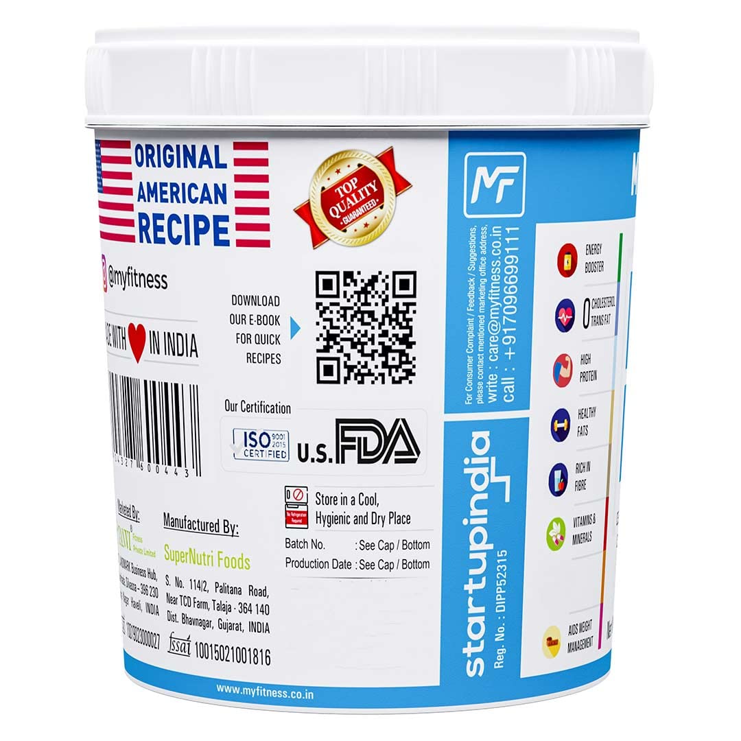 MYFITNESS Crunchy Peanut Butter Chocolate Protein Spread - Non-GMO, Gluten-Free, All Natural, No Preservatives - 1.25kg High Protein Snack for Fitness, Keto Diet & Healthy Breakfast