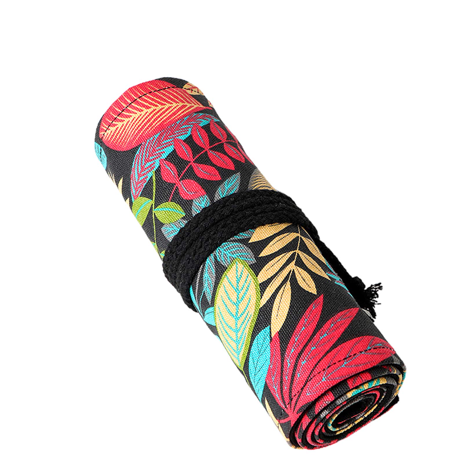 Grey990 12/24/36/48/72 Hole Floral Pattern Large Capacity Roll Pencil Case - Stationery & Makeup Brush Organizer for School, Office, Travel & Home Storage