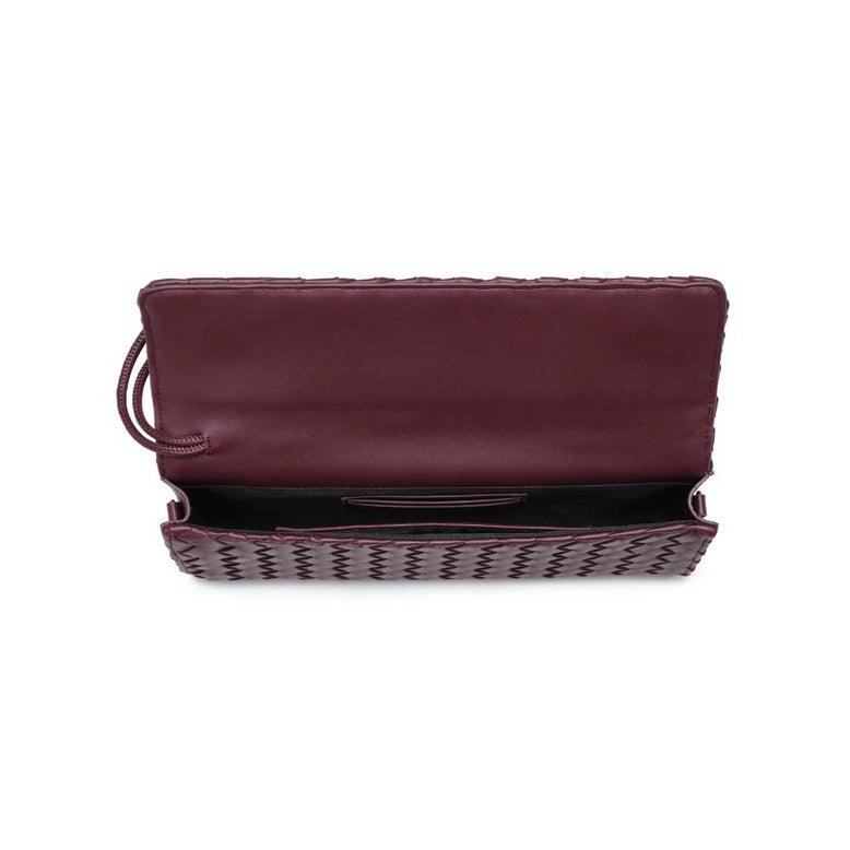 Ada Top Handle Woven East West Clutch Crossbody Bag for Women - Wine Red Evening Purse for Parties, Dinner Dates & Special Occasions
