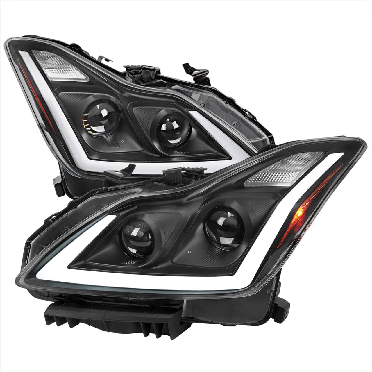 2008-2013 Infiniti G37 / 2014-2015 Q60 Coupe & Convertible LED Headlight Set with Sequential Switchback Turn Signal & Projector - Matte Black Housing & Clear Lens - Upgrade for Night Driving & Enhanced Visibility