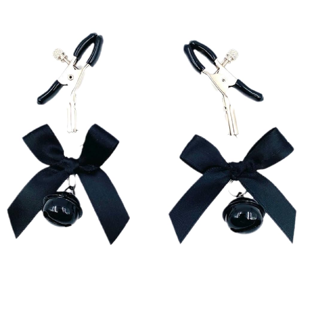 Adjustable Nipple Clamp Clips for Women - Stainless Steel Non-Piercing Bow Clips, Faux Body Jewelry for Sensual Play & Decorative Accessories - Perfect for BDSM, Lingerie Parties & Intimate Moments