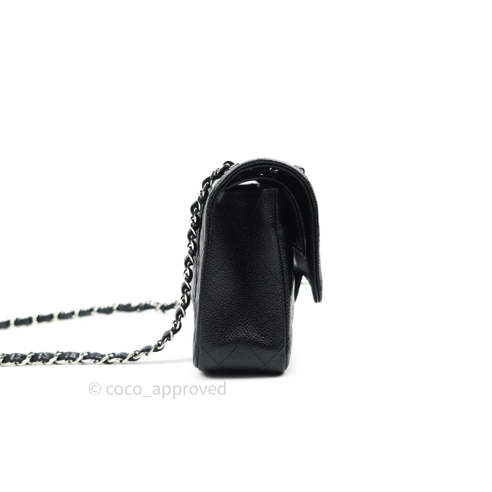 Chanel Classic M/L Medium Double Flap Bag Black Caviar Leather with Silver Hardware - Luxury Designer Handbag for Women, Perfect for Work, Evening Events & Special Occasions