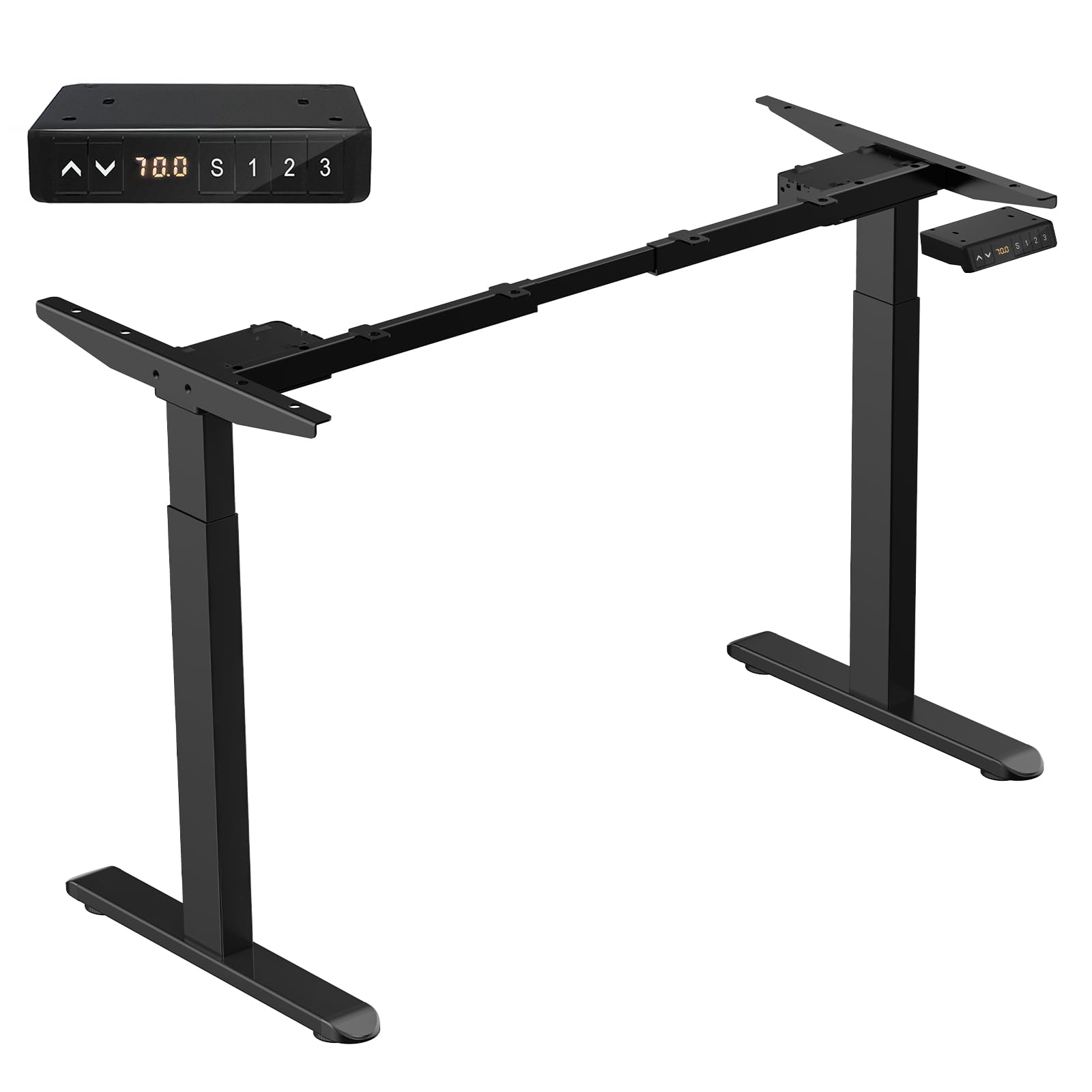 Dual Motor Electric Standing Desk Frame - Adjustable Height Desk Legs with 3 Memory Presets & USB Charging Ports | Heavy Duty Sit Stand Workstation (Black) for Home Office & Gaming Setup