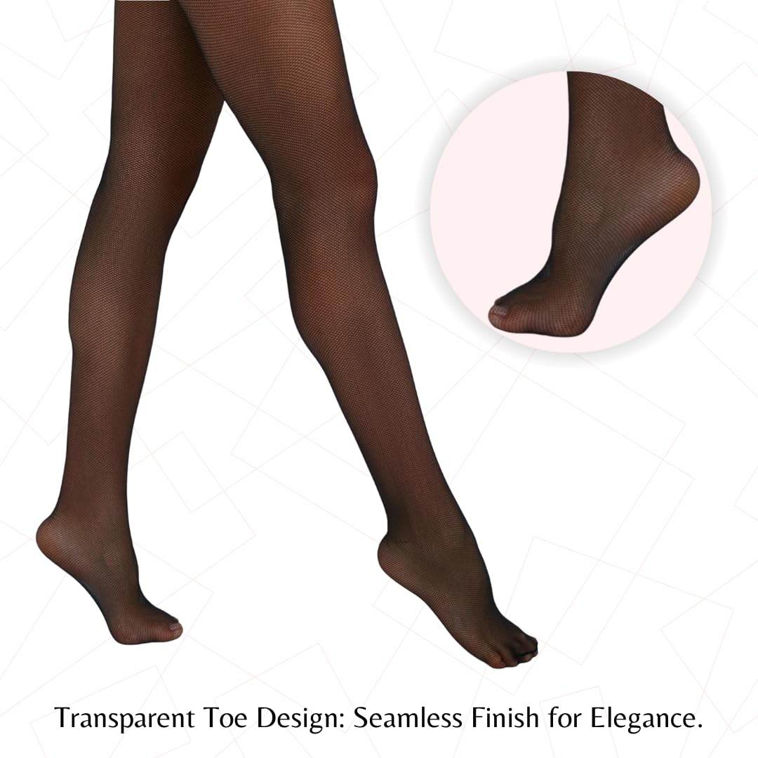 PENTI Women's Tulle Pantyhose - 15 Denier Sheer Tights with Fishnet Design | Comfortable & Durable Black Nylon Stockings | Perfect for Parties, Date Nights & Formal Occasions