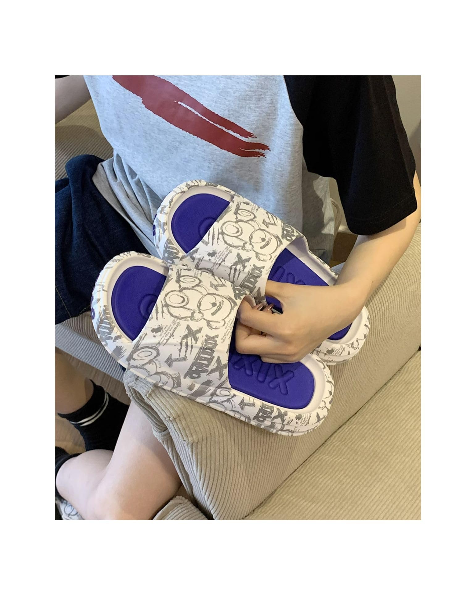 CEINOM Women's & Men's Cartoon Bear Pillow Cloud Slides - Soft Indoor/Outdoor House Slippers with Open Toe for Bathroom, Shower & Lounge Wear - Comfortable Home & Travel Slippers for Relaxation