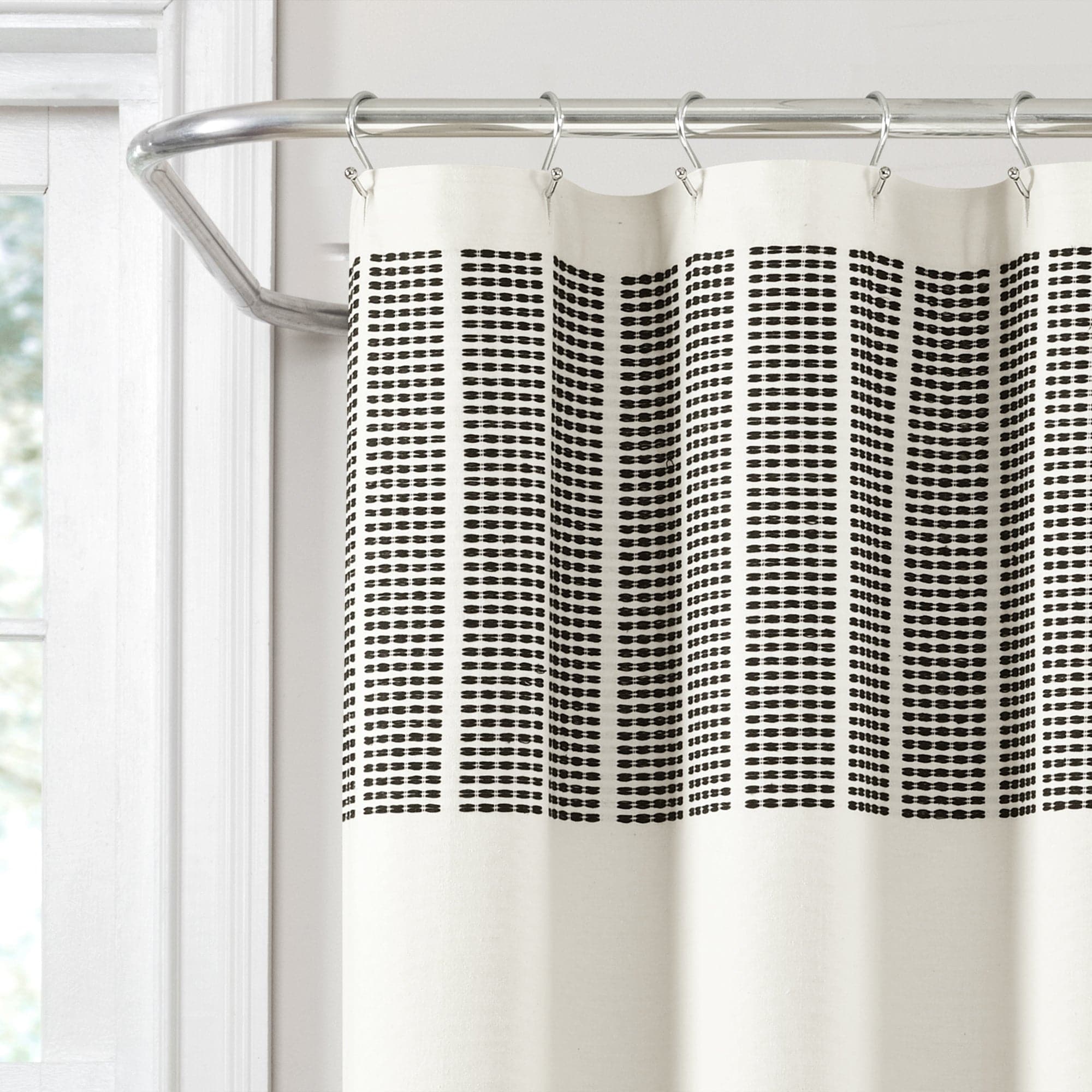 Eco-Friendly Striped Cotton Blend Shower Curtain - Handwoven & Yarn Dyed for Bathroom Decor - Perfect for Modern, Farmhouse, or Coastal Style Bathrooms