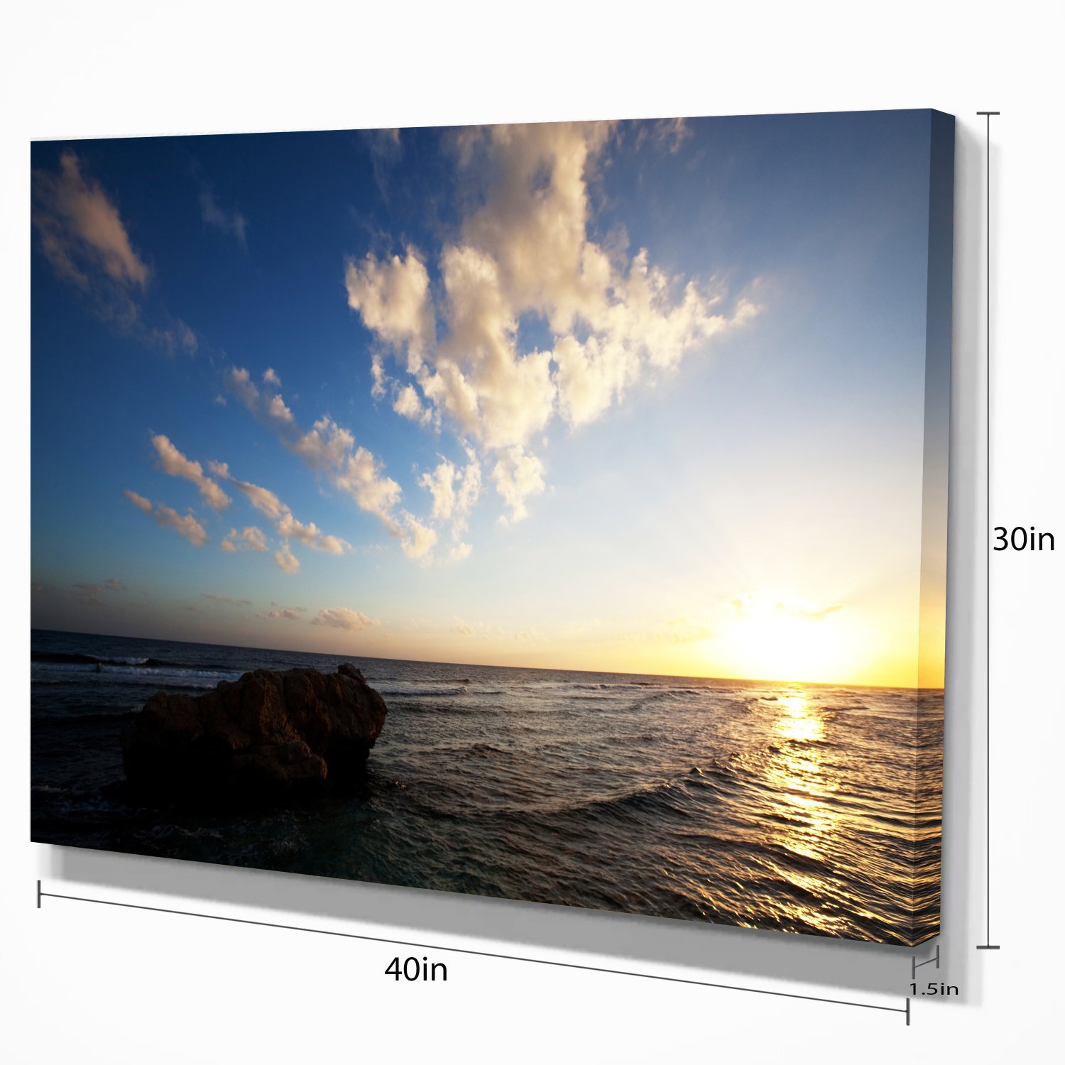 Evening Sea After Heavy Storm - Modern Beach Canvas Wall Art Print - Coastal Home Decor for Living Room, Bedroom & Office