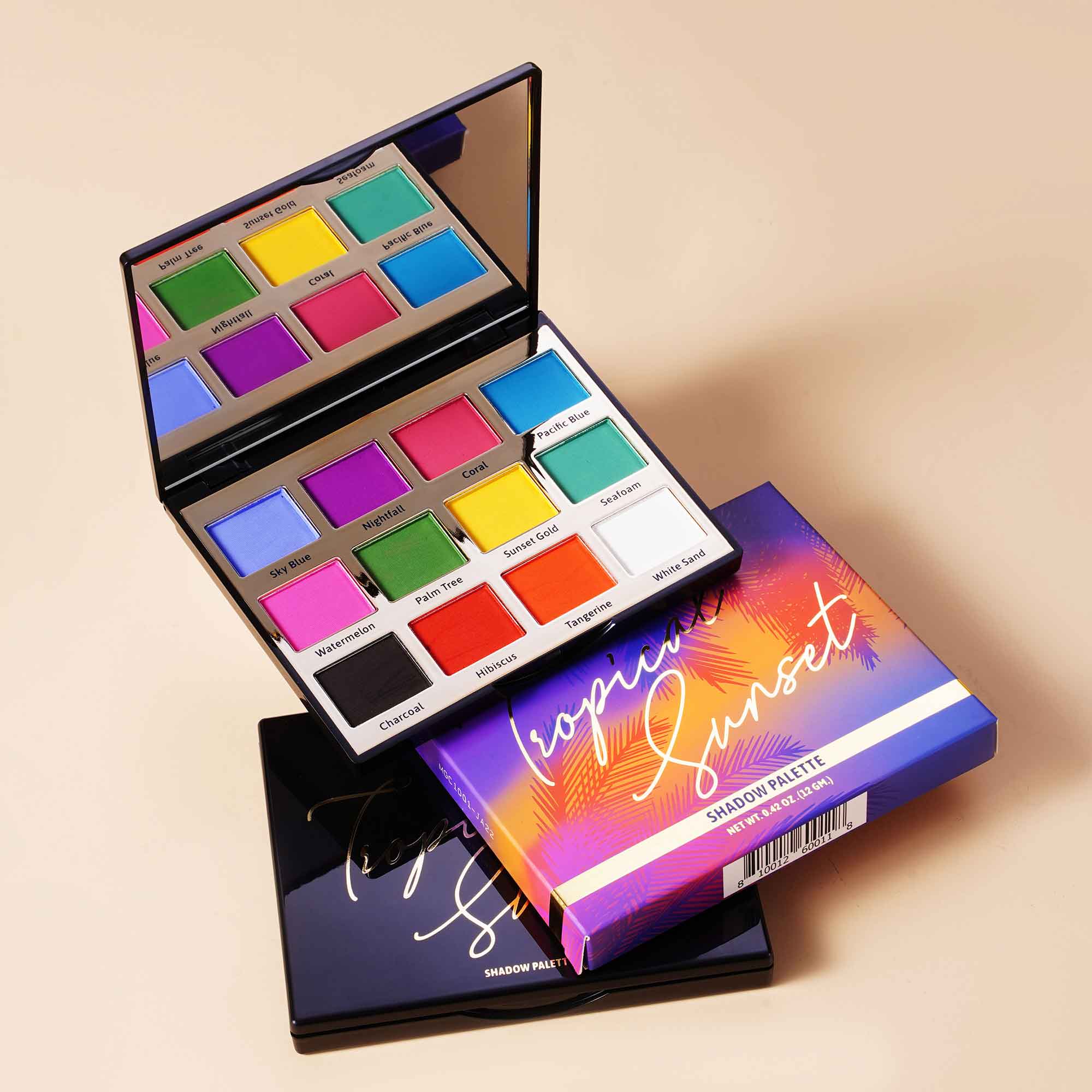 Vegan & Cruelty-Free 12 Color Tropical Sunset Eyeshadow Palette - Long Lasting, Highly Pigmented Makeup for Party, Wedding & Everyday Wear