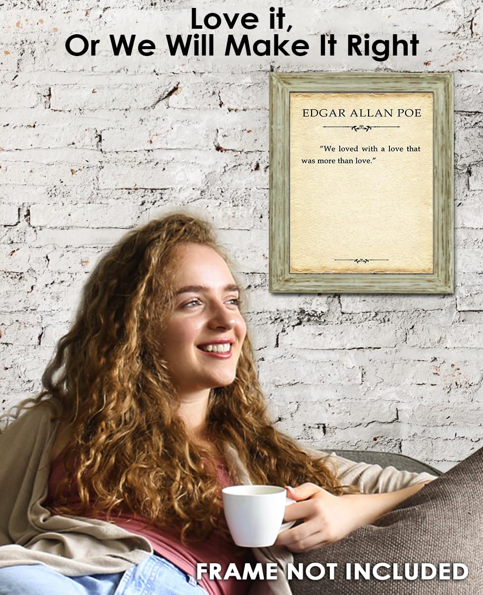Edgar Allan Poe Motivational Wall Art - 'We Loved a Love That Was More...' Inspirational Quote Print - 8x10 Positive Affirmations Decor for Bedroom, Office, Living Room - Perfect Gift for Men & Women, Poetry Lovers & Literary Enthusiasts