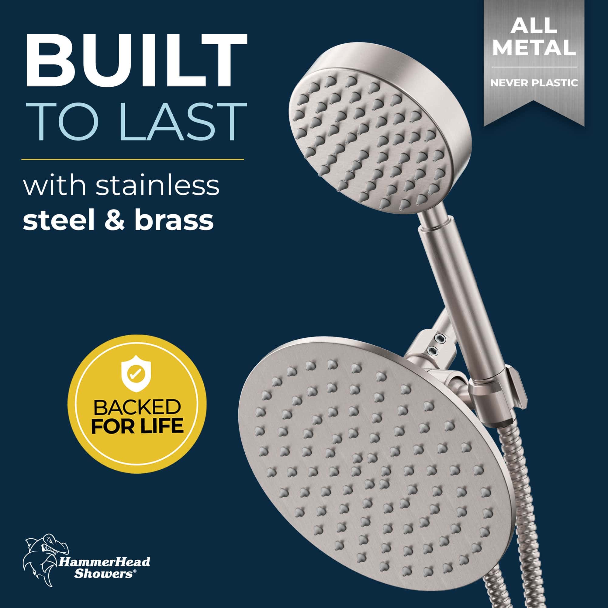 Premium All-Metal Dual Shower Head with Handheld Spray - 2.5 GPM Rain Shower & Diverter for Luxurious Bathroom Experience | Perfect for Spa-Like Relaxation & Easy Cleaning