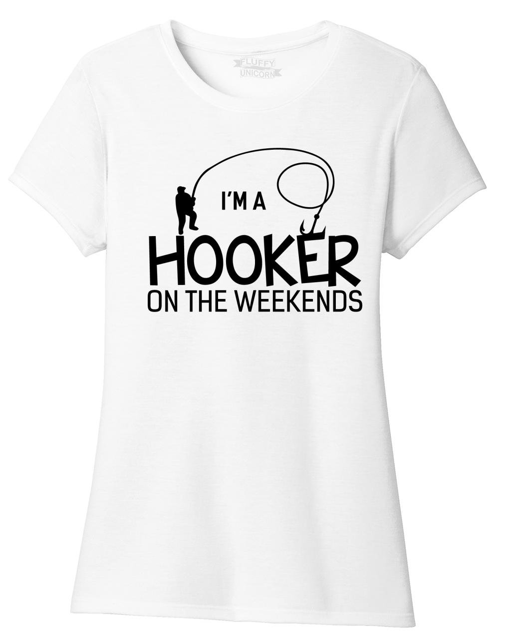 Funny Fishing T-Shirt for Women - 'I'm a Hooker on the Weekends' Comical Tri-Blend Tee - Perfect for Fishing Trips, Outdoor Adventures & Humorous Gifts
