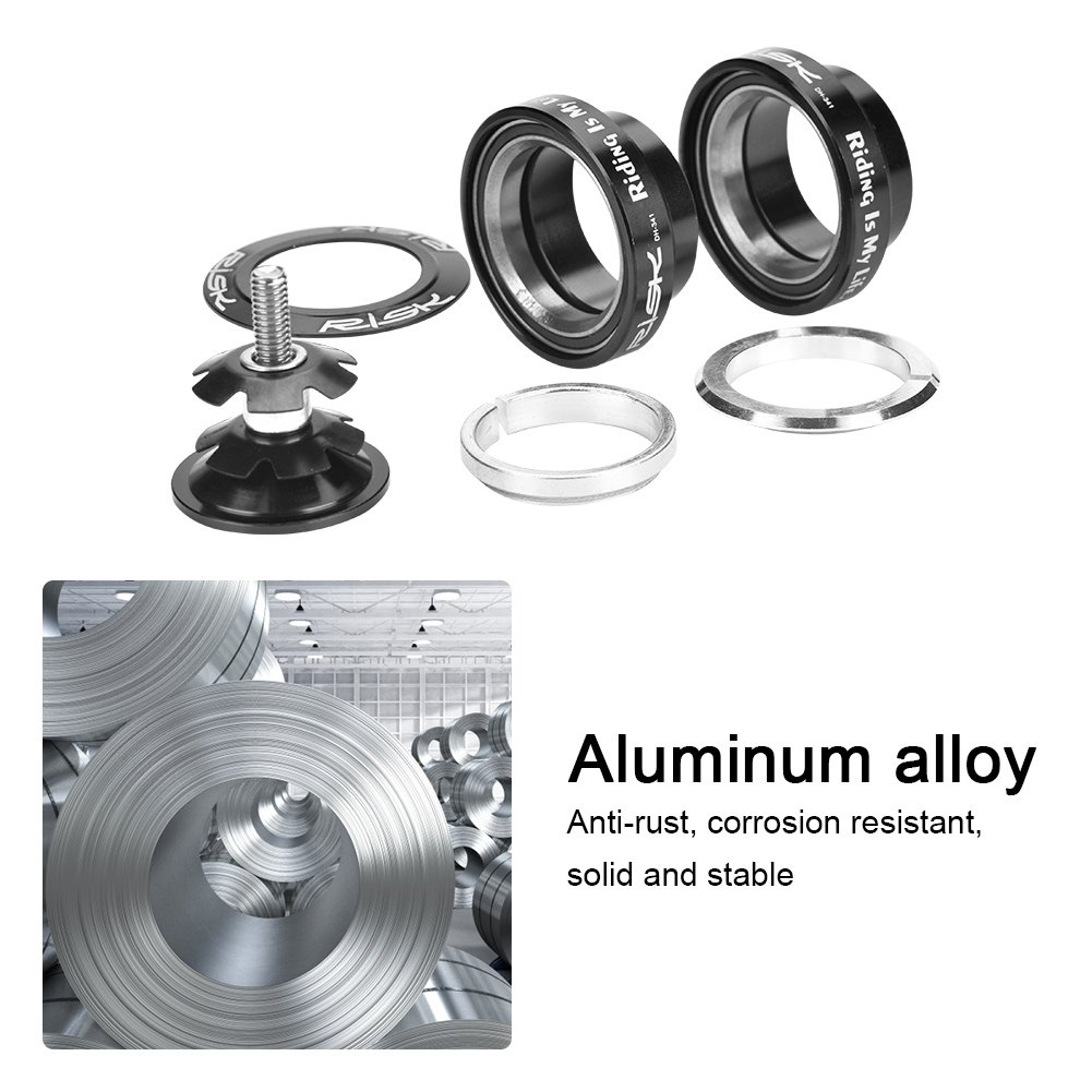 Tbest 34mm Aluminum Alloy Bike Headset - Compatible with 28.6mm Straight Steerer Fork Bearings | Durable Cycling Component for Mountain Bikes & Road Bikes