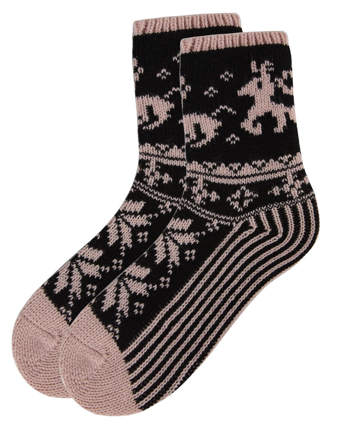 MeMoi Women's Embroidered Reindeer Christmas Sweater Knit Crew Socks - Cozy Holiday Socks for Winter, Xmas Party & Gift Giving
