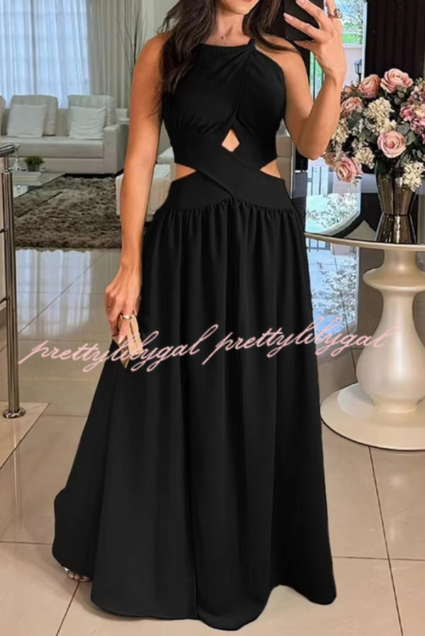 Elegant Solid Color Sexy Cross Tie Backless Maxi Dress for Women - Perfect for Beach Vacations, Summer Parties & Date Nights