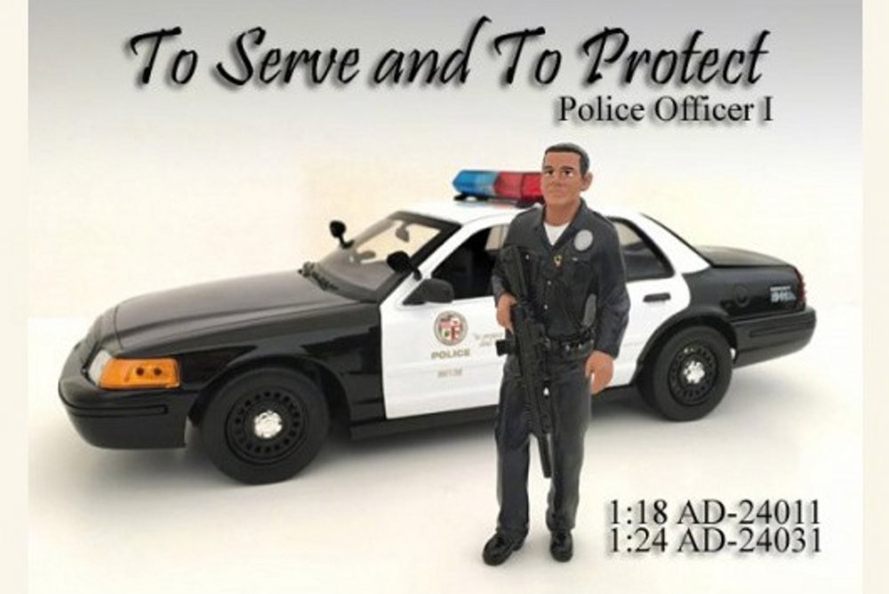 1/18 Scale American Diorama Police Officer Figurine 24011 - Realistic Hobby Model for Collectors, Train Sets & Diorama Scenes