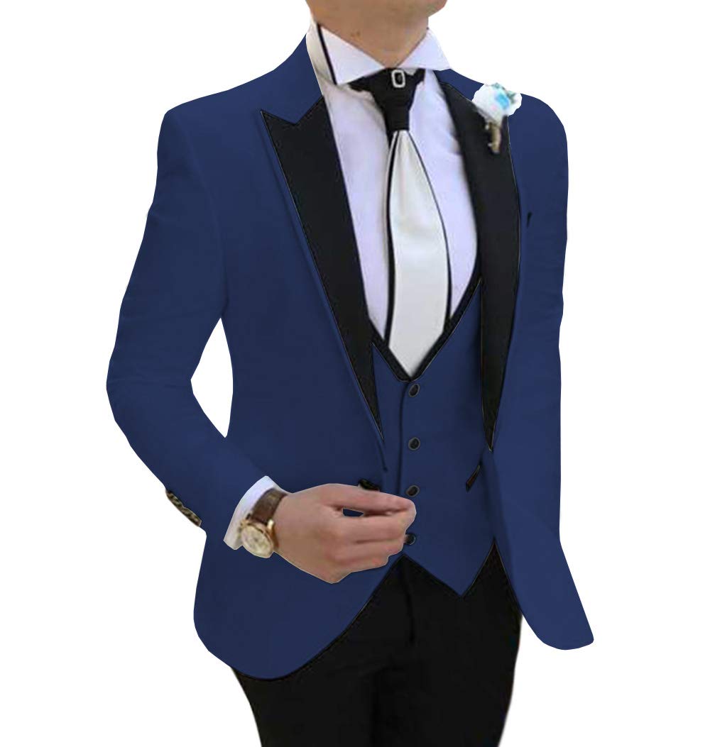 Men's 3-Piece Slim Fit Formal Suit Set - Notch Lapel Tuxedo Blazer, Vest & Pants for Wedding, Groomsmen & Business Occasions | Perfect for Prom, Office & Special Events