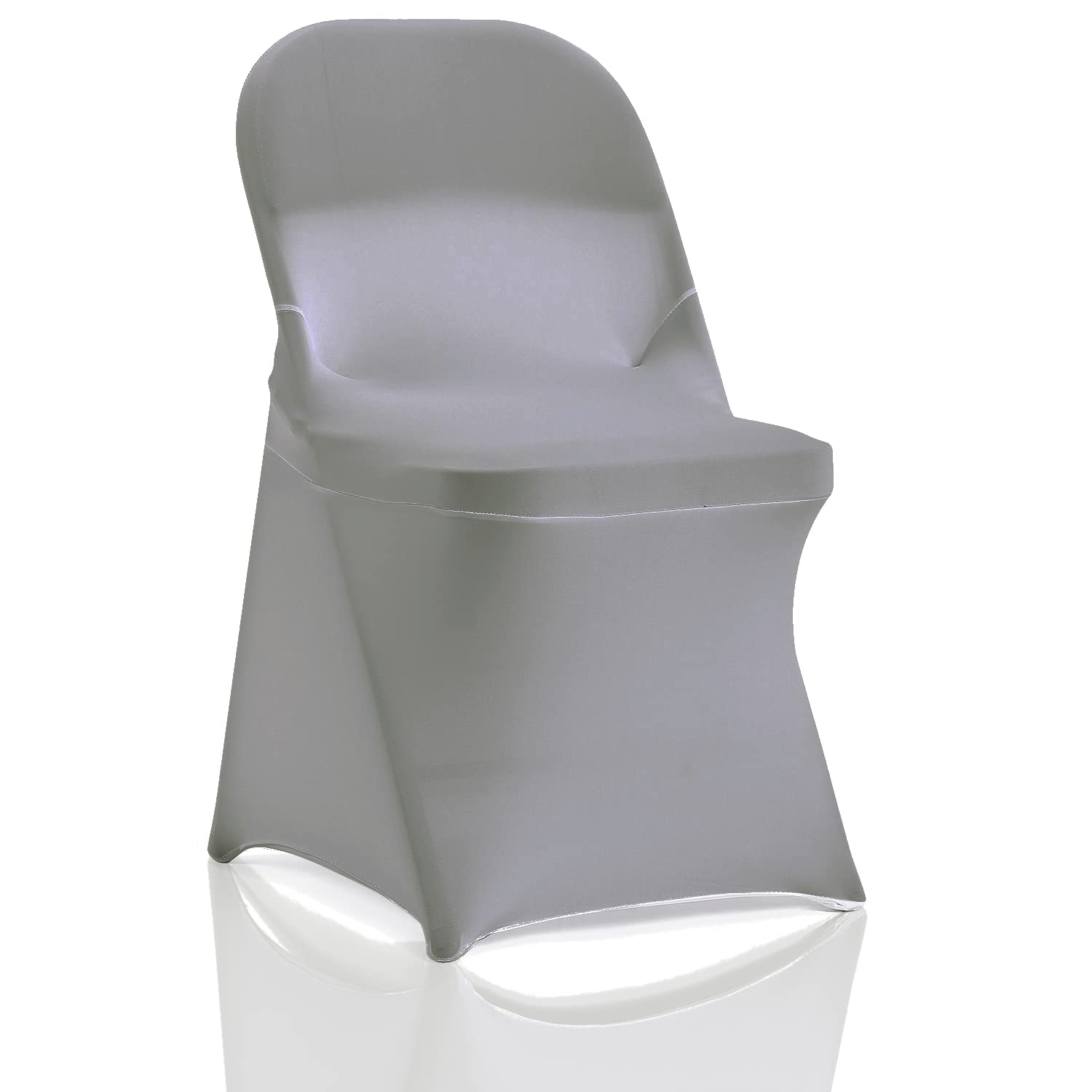 12-Pack Stretch Spandex Chair Slipcovers - Gray Folding Chair Covers for Dining Room, Wedding, Banquet & Party - Washable Fabric Protectors for Home, Office and Event Decor
