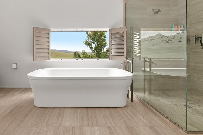 Premium Floor Mount Tub Filler with Elegant Waterfall Spout - Luxury Bathroom Fixture for Modern & Spa-Like Showers