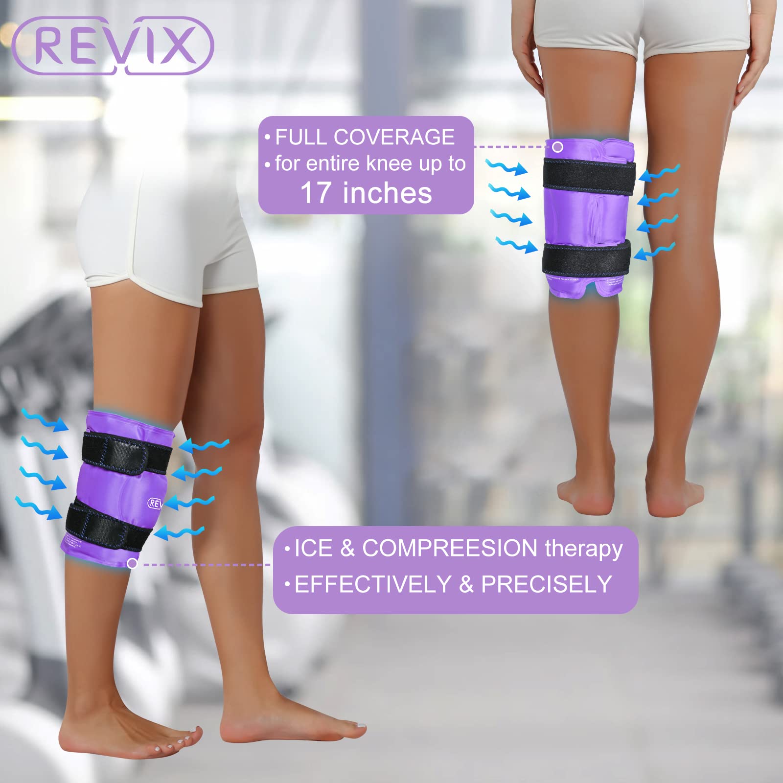 REVIX XL Knee Ice Wrap - Reusable Gel Ice Pack for Knee Pain Relief, Injuries & Recovery - Perfect for Sports, Arthritis & Post-Surgery Use