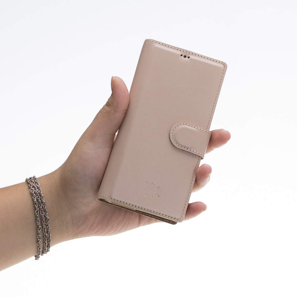 Venito Florence Genuine Leather Wallet Phone Case for Samsung Galaxy Note 10 - RFID Blocking Protection - Detachable Card Holder - Nude Pink - Perfect for Travel, Work & Everyday Use