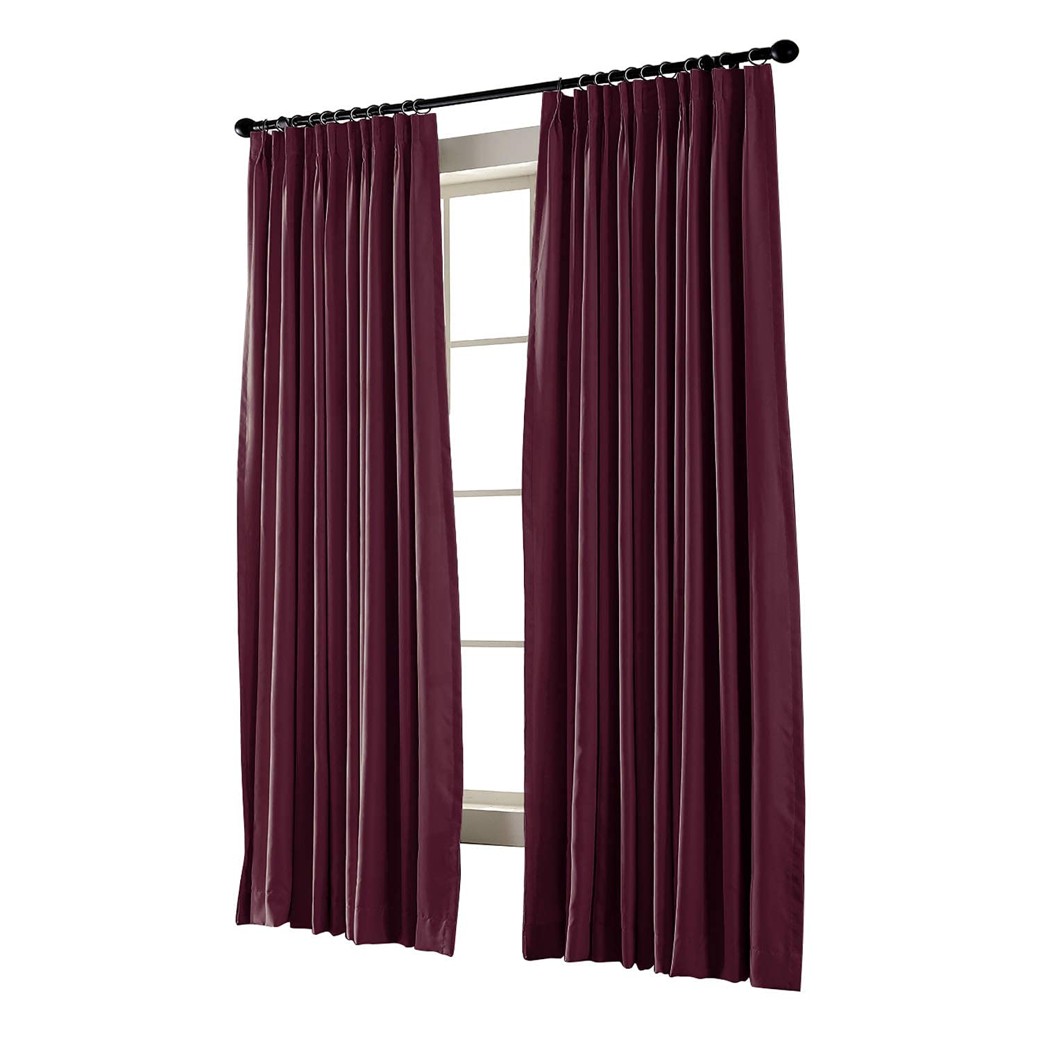 Blackout Double Pinch Pleated Curtains with Hooks - 42