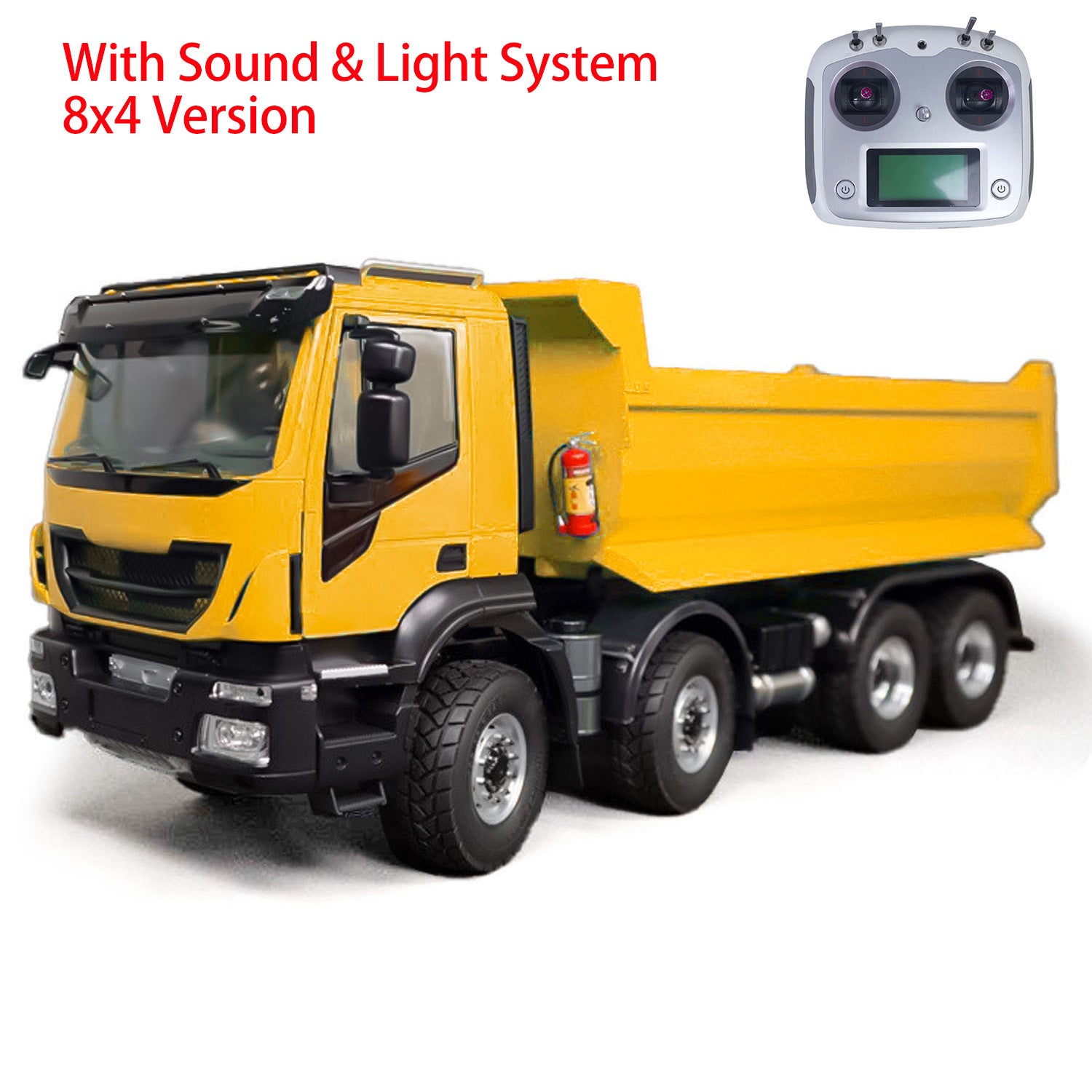 1/14 Scale 8x4 Hydraulic RC Dumper Truck - Metal Construction, Radio Controlled Tipper with Realistic Light & Sound Effects, 2-Speed Transmission (67x18.5x25cm) - Perfect for Construction Site Play, Collectors, and RC Hobbyists