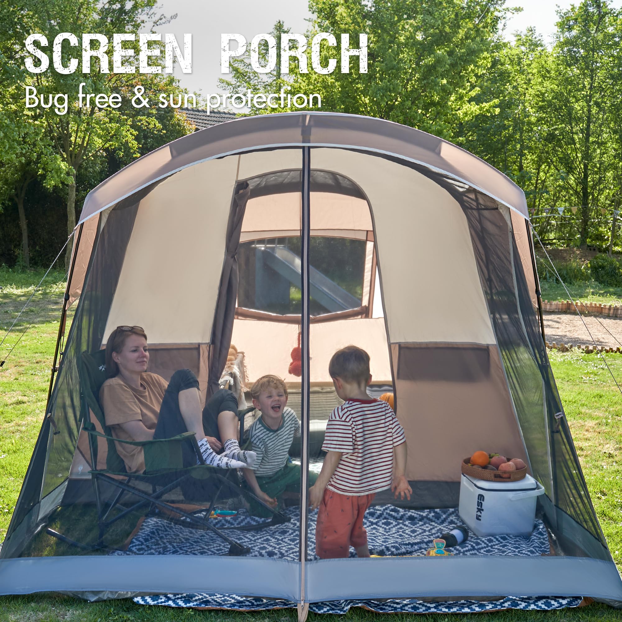 6/8/10 Person Family Camping Tent with Screen Room - Waterproof Large Tunnel Tent with Rainfly - Spacious Outdoor Tent for Camping, Hiking & Backyard Parties - Perfect for Family Gatherings & Outdoor Adventures
