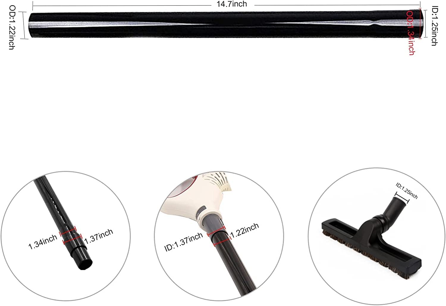 3 Pack 1.25 Inch (32mm) Vacuum Extension Wand - Durable Plastic Replacement Tube for Shop Vacs - Extends to 14.6 Inches - Perfect for Cleaning Hard-to-Reach Areas, Car Detailing & Home Maintenance