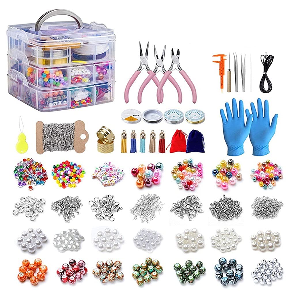 WSSBK 2456-Piece Jewelry Making Kit with Beads, Pliers & Thread - Complete DIY Jewelry Crafting Supplies for Necklaces, Bracelets & Earrings - Perfect for Beginners & Professional Jewelry Designers
