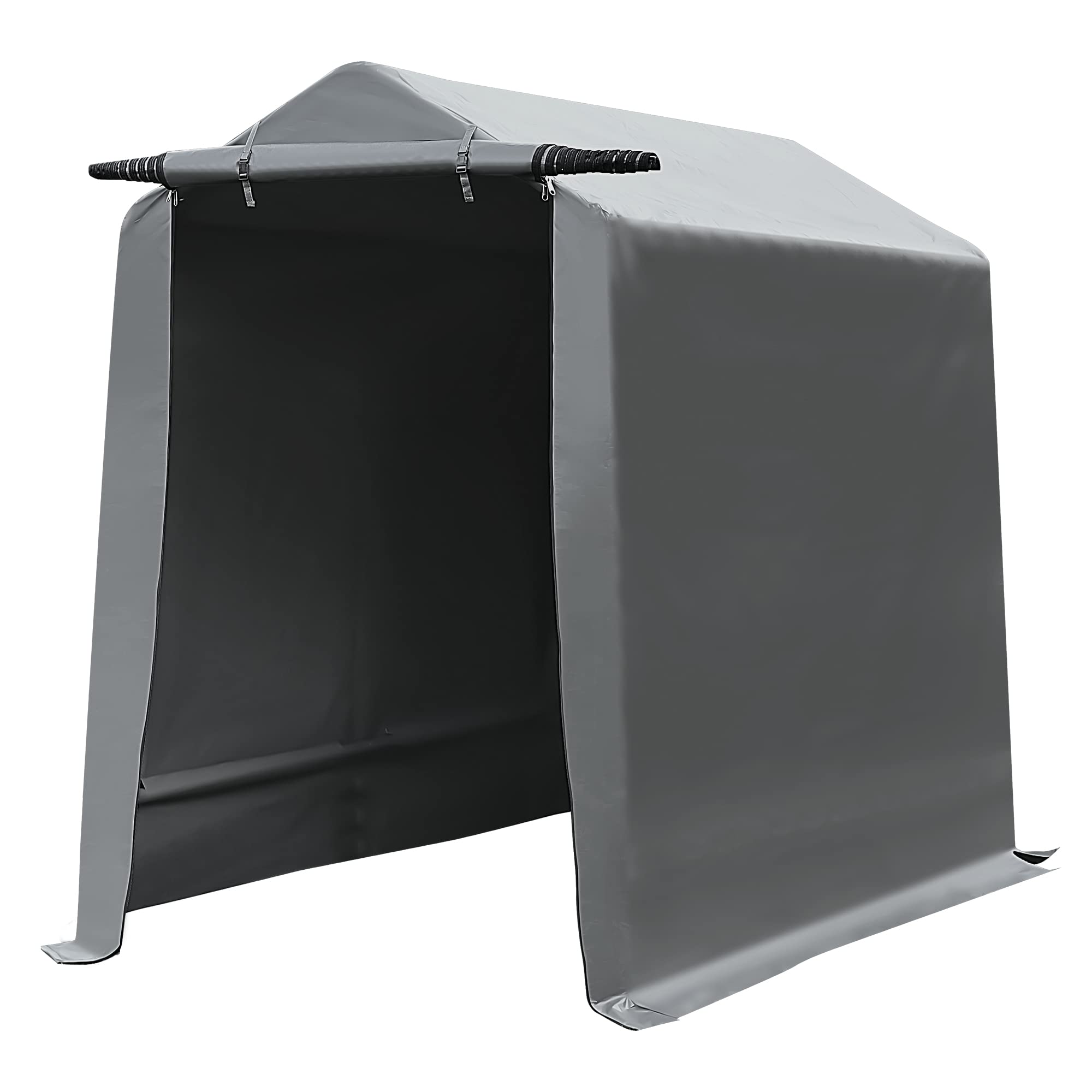 **Gardesol 6x8 ft Portable Storage Shelter - Waterproof & UV Resistant Outdoor Shed with Roll-Up Zipper Door for Bikes, ATVs, Motorcycles (Gray) - Perfect for Backyard, Garage, and Patio Storage**
