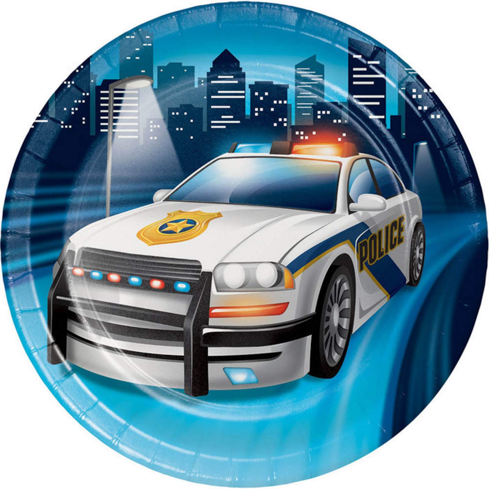 Police Party 7 Inch Cake Plates (8 Count) - Perfect for Birthday Celebrations, Wedding Desserts, and Special Events
