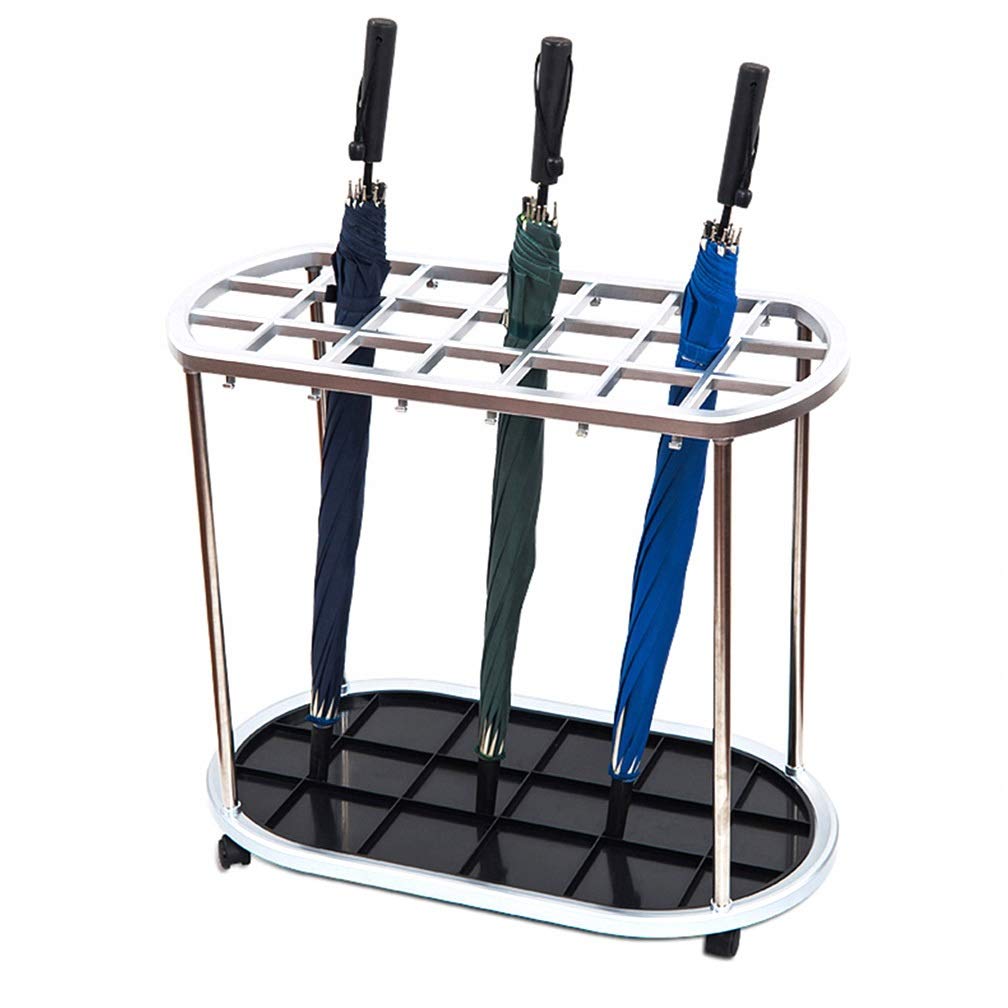 Premium Hotel Business Umbrella Stand - Heavy Duty 12/21 Hole Umbrella Holder with 10/12 Hooks & Smooth Pulley System - Durable Commercial Umbrella Storage Rack for Lobby, Office & Restaurant Entrance