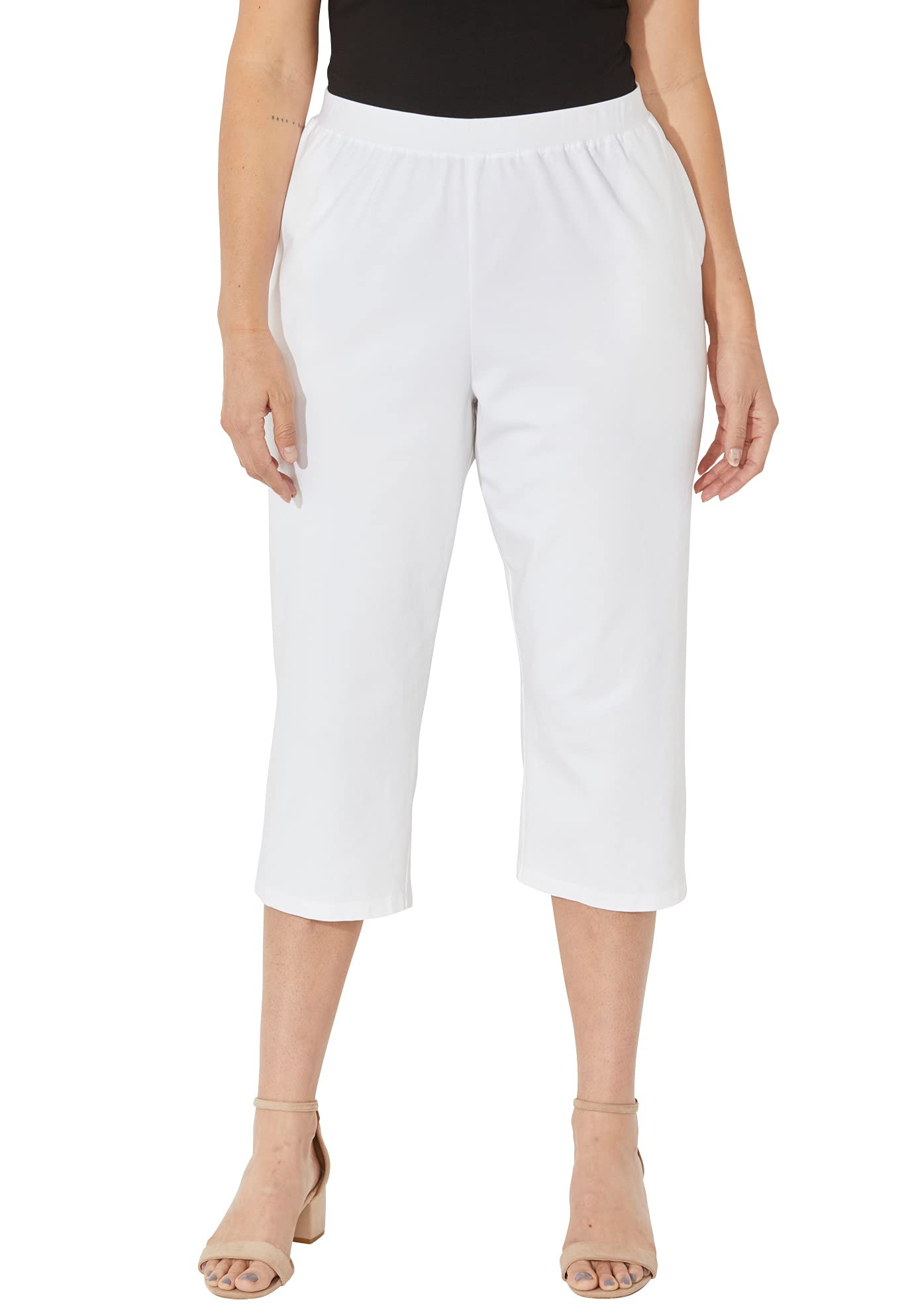 Catherine's Women's Plus Size Tall Suprema Capri Pants with Pockets - Comfortable Stretch Fit for Work, Travel & Casual Wear