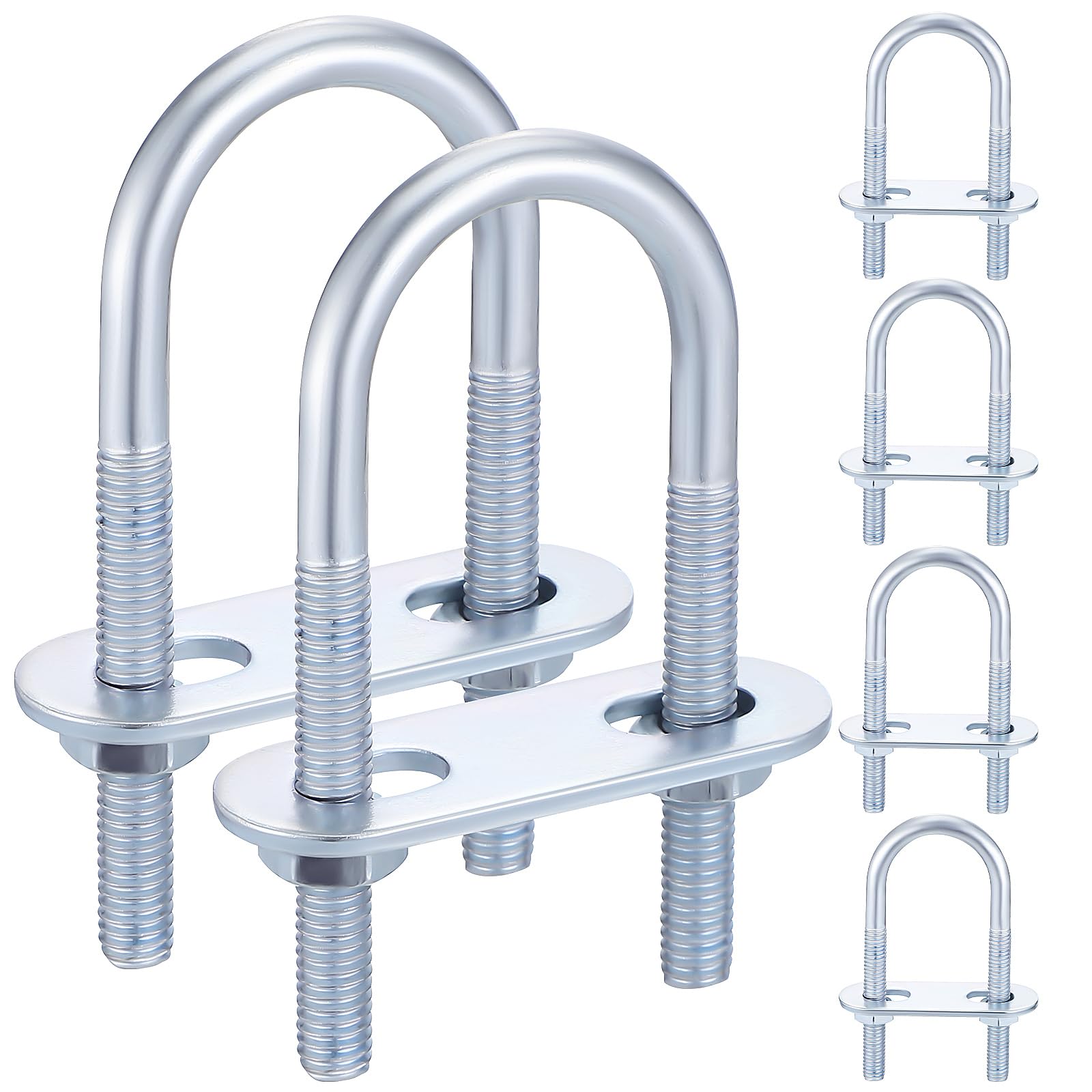 6 Pcs Stainless Steel U Bolts with Nut Plates - Heavy Duty Round U Tube Clamps for Marine, Automotive & Trailer Applications | Secure Piping, Exhaust & Hardware Installations