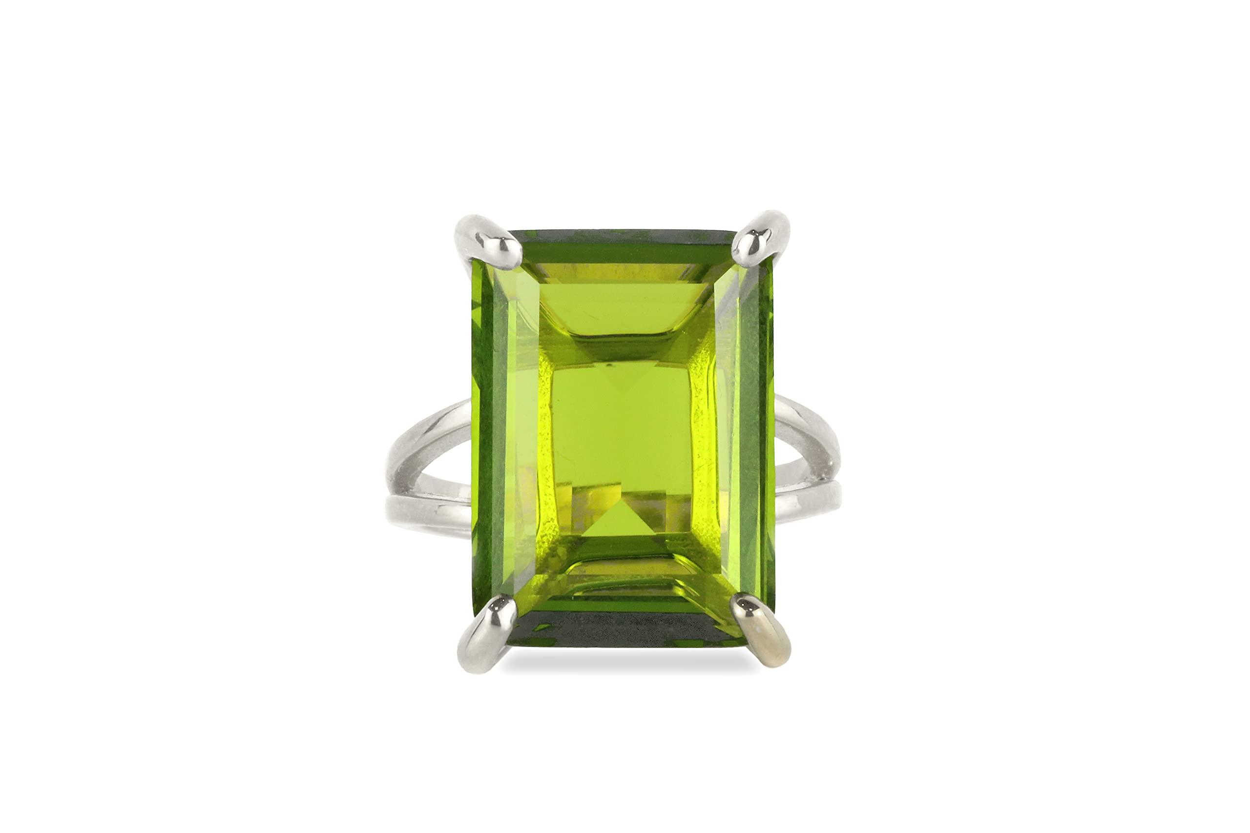 925 Sterling Silver Peridot Ring in Four-Prong Setting - Anemone Jewelry Boho & Formal Rings for Women - Perfect for Everyday Wear, Special Occasions & Gifts - Comes with Jewelry Box (Ideal for Birthdays, Anniversaries, Valentine's Day & Casual Outfits)