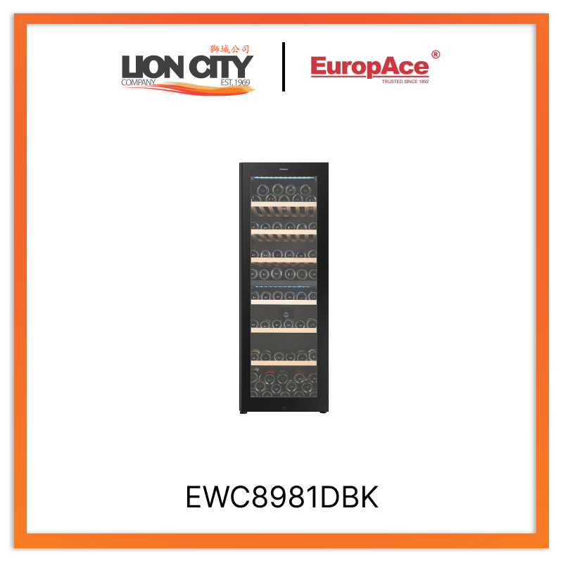 Europace EWC8981DBK Signature Series 98 Bottle Dual Zone Wine Cooler - Built-in & Freestanding for Home, Kitchen, or Restaurant Use