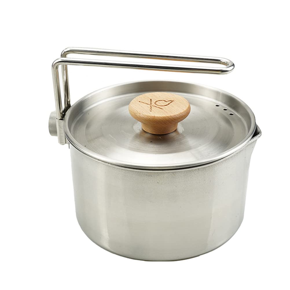 LIOOBO Stainless Steel Camping Pot & Water Kettle - Portable Outdoor Cookware Set for Hiking, Backpacking & Picnics - Lightweight & Durable Cooking Utensil for Camping Trips
