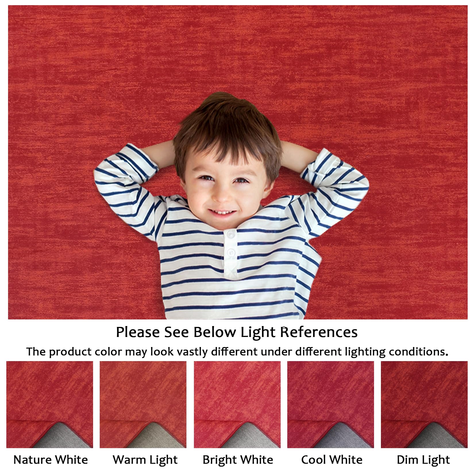 GARVEE 3x5 Feet Modern Washable Non-Slip Area Rug - Solid Red Contemporary Throw Rug for Living Room, Bedroom, Kids Room - Soft Indoor Carpet Perfect for Home Decor, Dorm & Office Spaces (3' x 5')