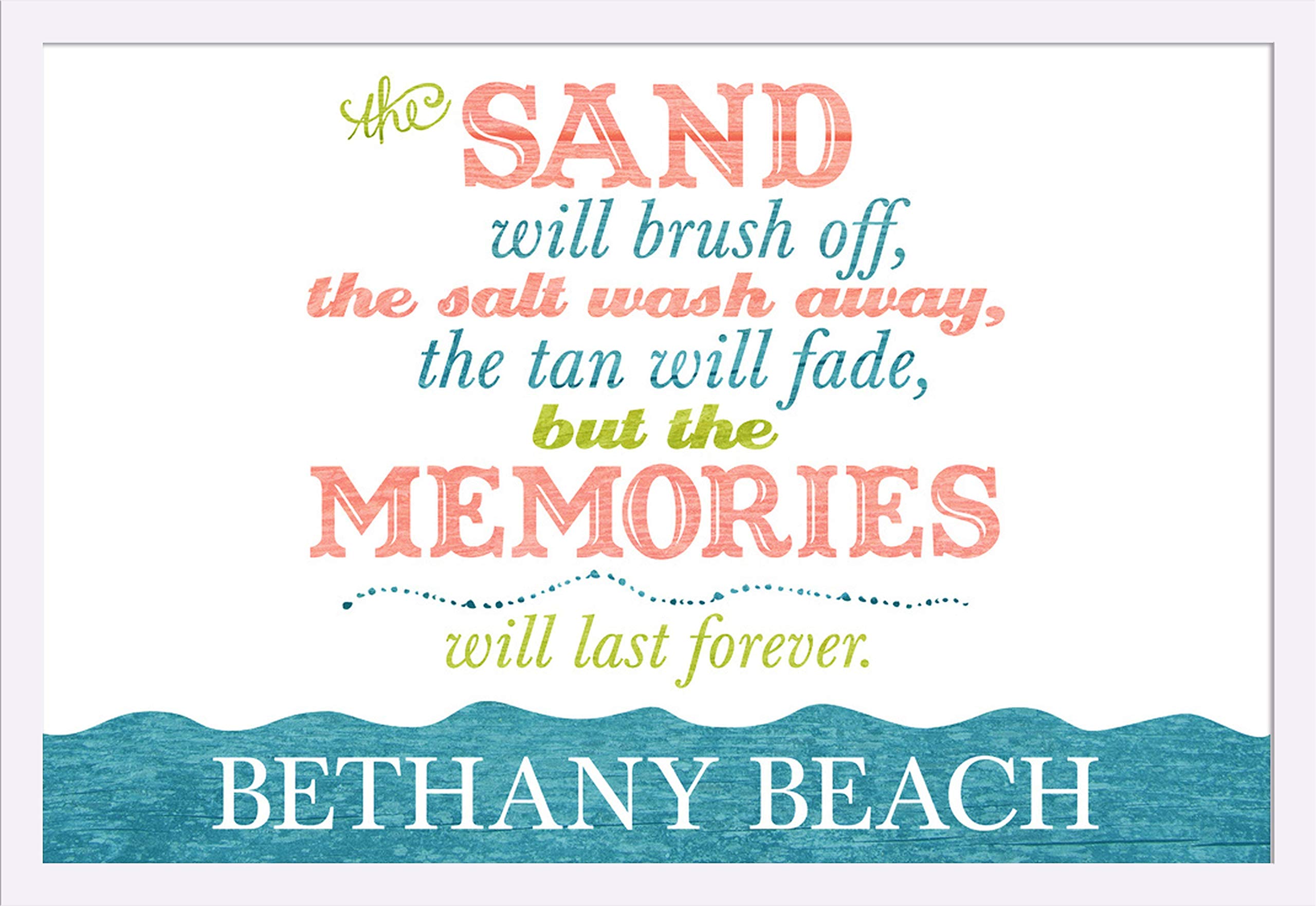 Deluxe 36x24 Giclee Art Print - Bethany Beach Delaware Coastal Wall Art - Gallery Framed in White Wood - Perfect for Beach House Decor & Coastal Living Room Wall Decor