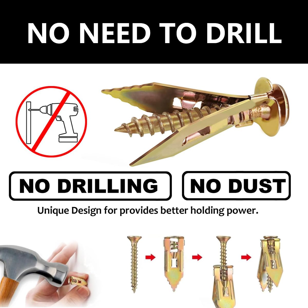 **Self-Drilling Drywall Anchors Kit - Heavy Duty Wall Anchors & Screws for Door Hinge Repair, Umbrella Base, Patio Furniture & Statues - Easy Installation for Home & Outdoor Fixing**