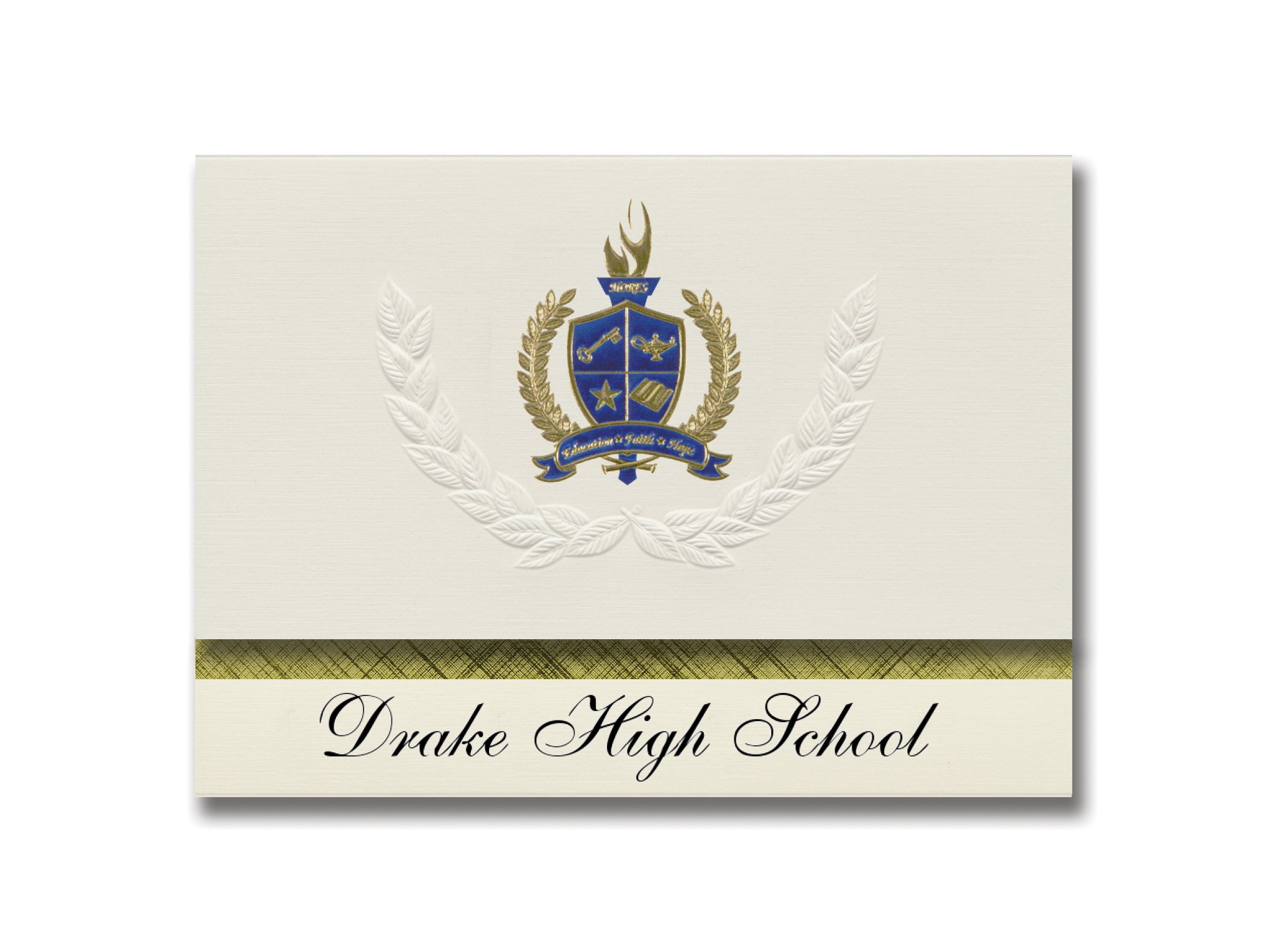 Drake High School (Drake, ND) Graduation Announcements - Premium Presidential Style with Gold & Blue Metallic Foil Seal - Elite Package of 25 - Perfect for Graduation Ceremonies & Celebrations